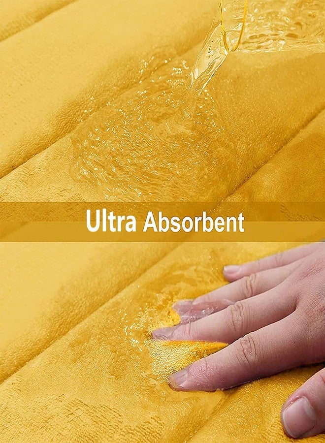 Buganda Memory Foam U-Shaped Contour Toilet Rugs, Non Slip Absorbent, Thick Soft Washable Bathroom Mat, Floor Carpet Bath Rugs Mat for Toilet Base (24" x 20", Yellow) - Image 5